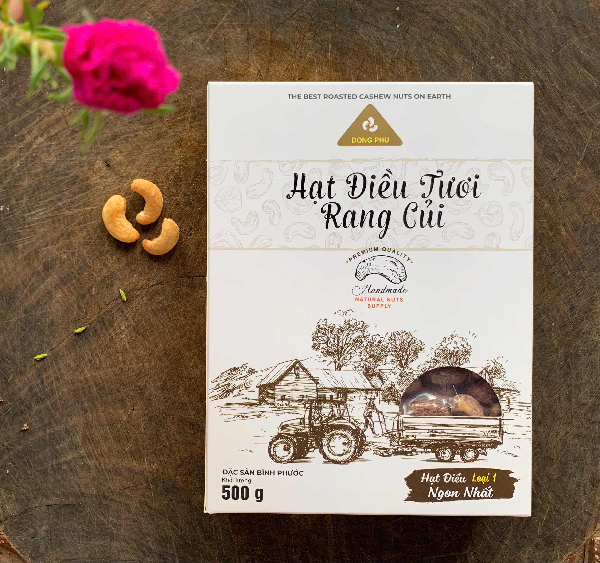Hạt điều rang củi hộp giấy 500g Hạt điều rang củi hộp giấy 500g