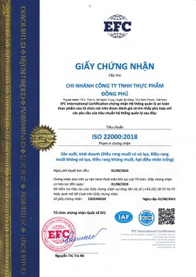 Chứng nhận ISO 22000