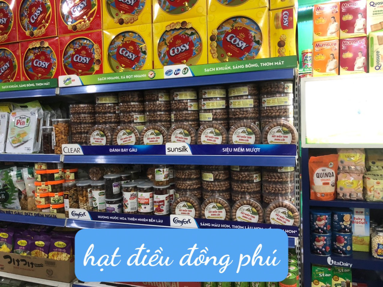 Hạt điều Đồng Phú bán trên các kệ siêu thị