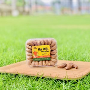 Hạt điều rang củi xếp hoa hộp vuông 230g