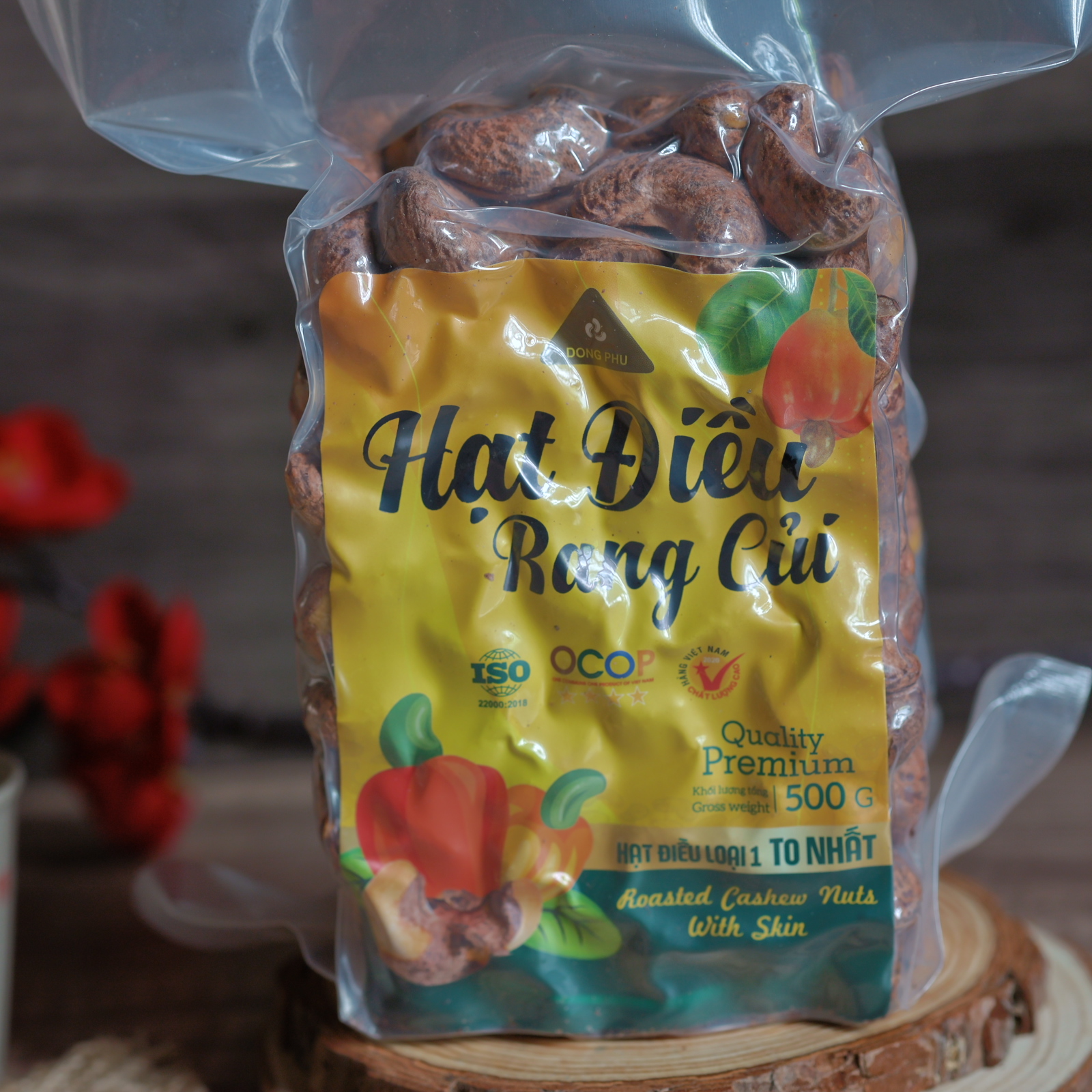 hạt điều rang củi túi hút chân không 500g hạt điều rang củi túi hút chân không 500g