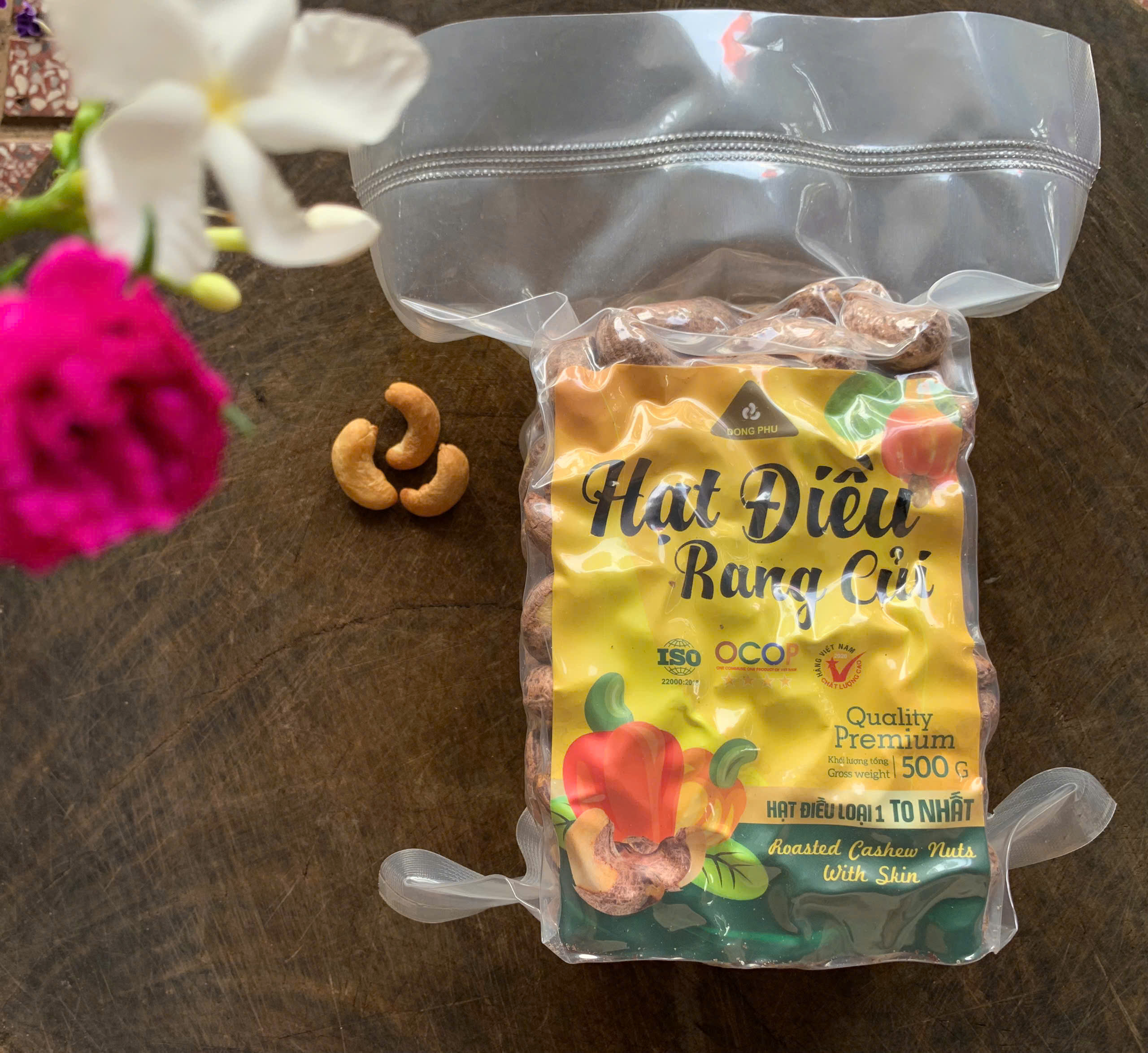 hạt điều rang củi túi hút chân không 500g hạt điều rang củi túi hút chân không 500g